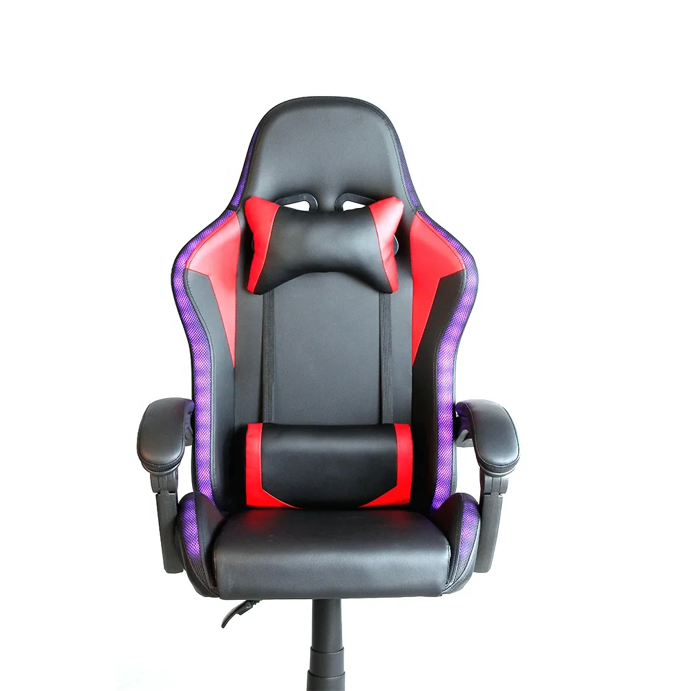2024 LED Gamer Chair Computer Metal Base Leather Gaming Chair RGB With LED Lights