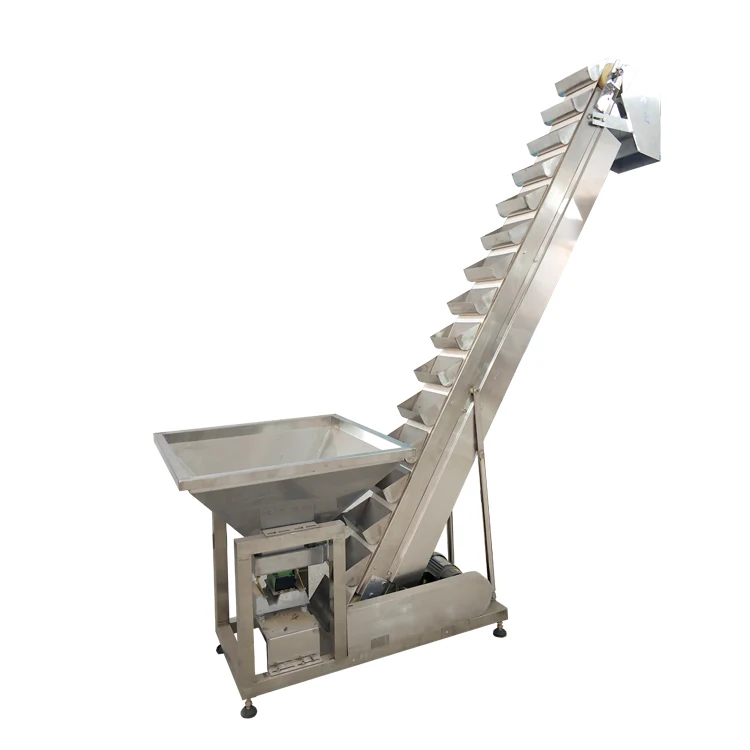 Portable Bucket Modular Inclined Z Type Belt Conveyor With Vibration Hopper