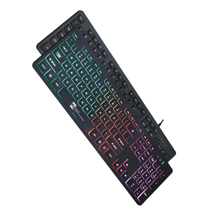 Soft Quadrate Keys Backlit Rainbow USB Wired Keyboard