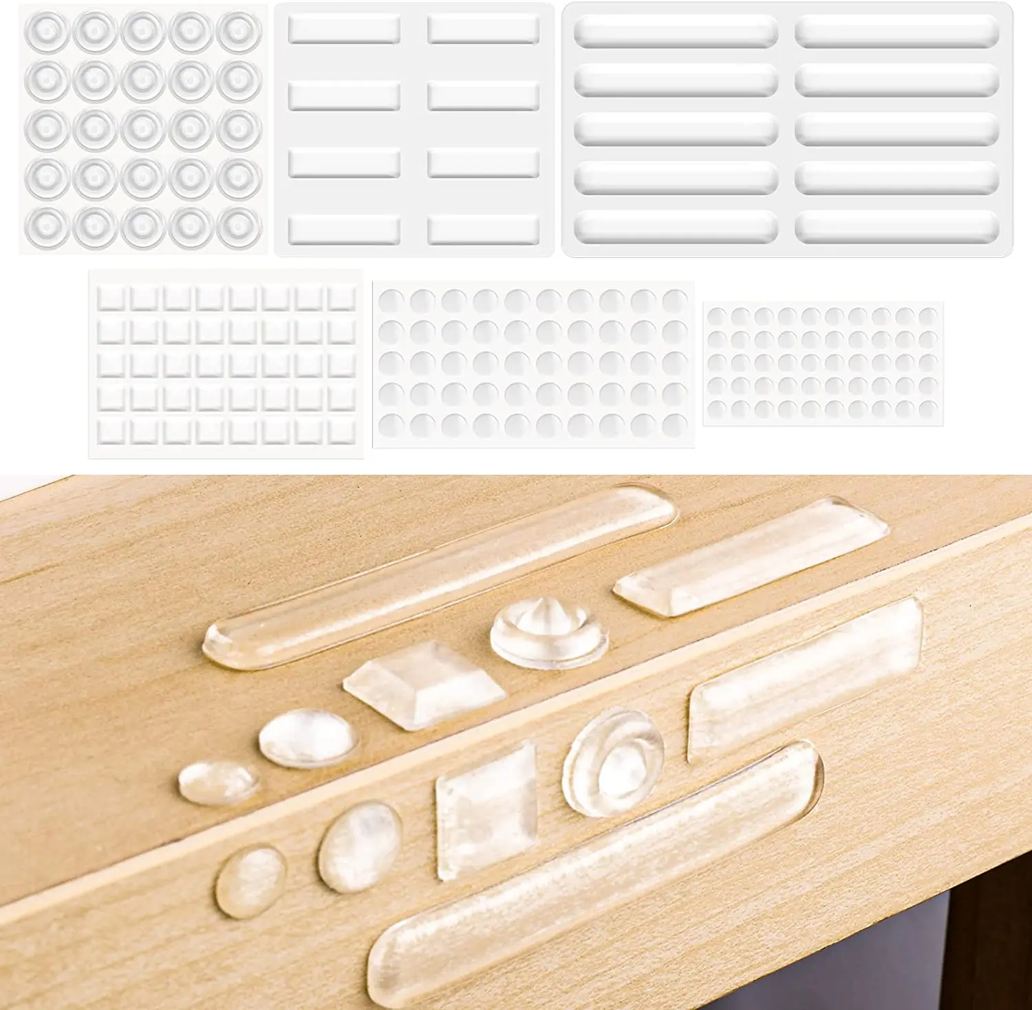 Cabinet Door 200 PCS Bumpers Clear Rubber Self Adhesive Cabinet