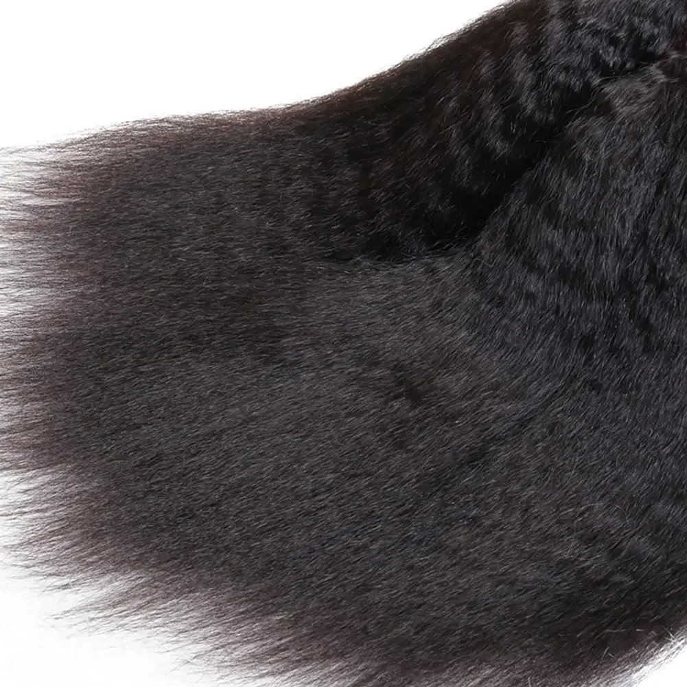 Cabelo humano liso Yaki brasileiro 12a, mechas crespas e lisas, cor natural, em promoção_voghion.com