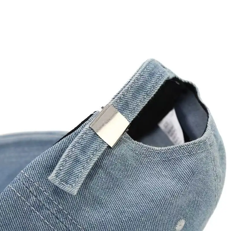 Distressed Washed Denim Ring Baseball Cap Jeans Hip Hop Vintage Dad Hat Adjustable