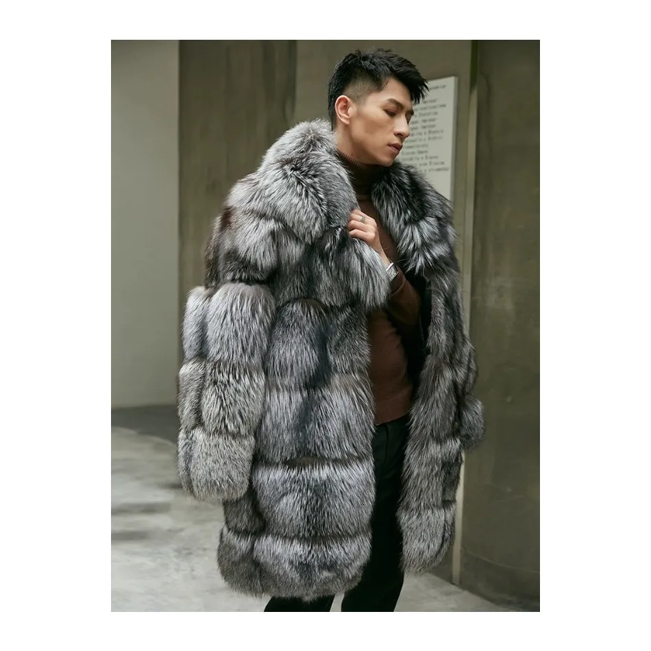 Plus Size Thick Fluffy Men's Fur Jacket with Big Collar - Warm