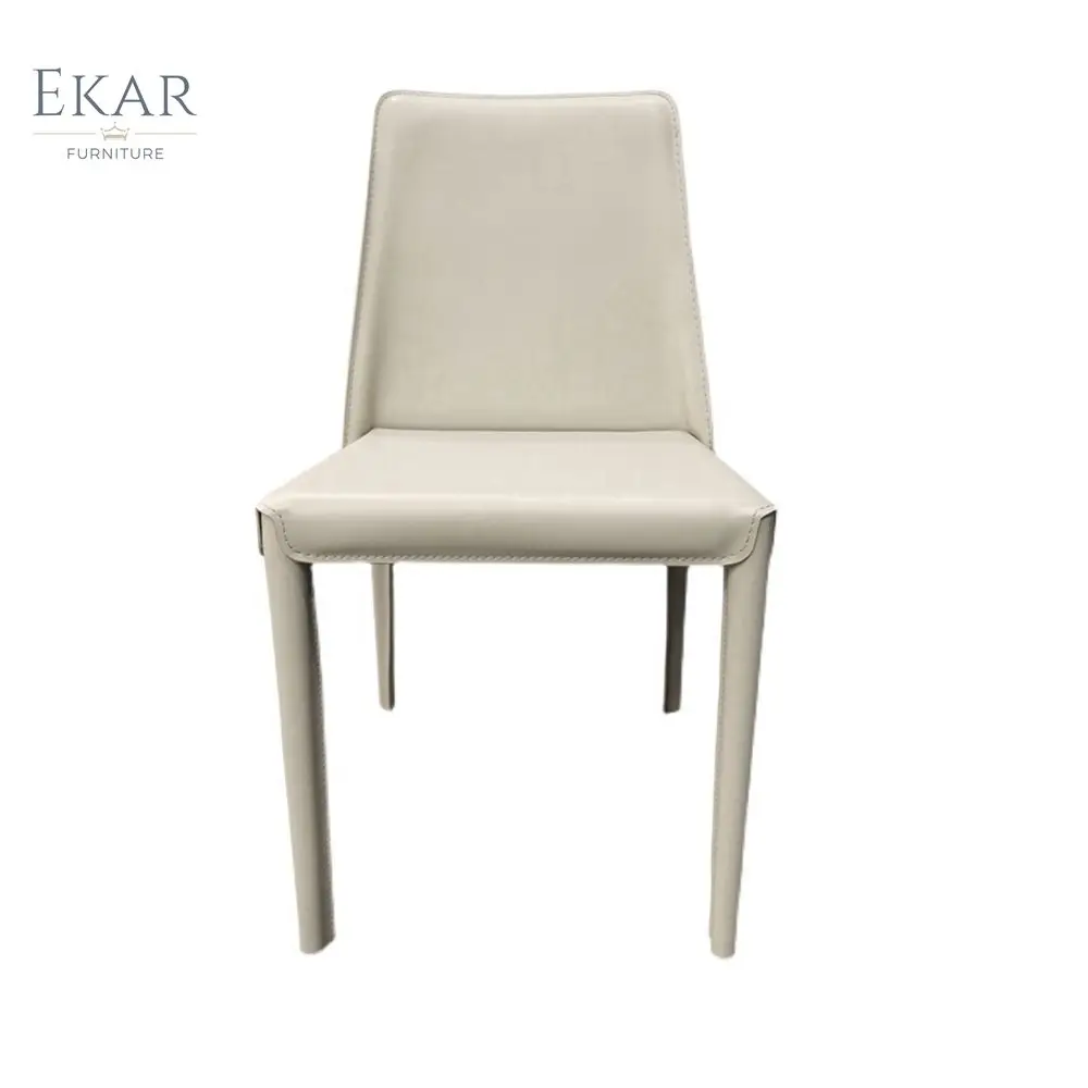 Ekar Furniture  Classic Design Wholesale Luxury Genuine A Grade Cow Leather Saddle Italian Simple Dining Room Chair