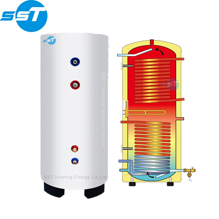 tanque Buffer de 50 L, 100 L, 150 L, 300 L a 500 L para Bomba de Calor — Tanque em Aço Inoxidável para Aquecimento de Água