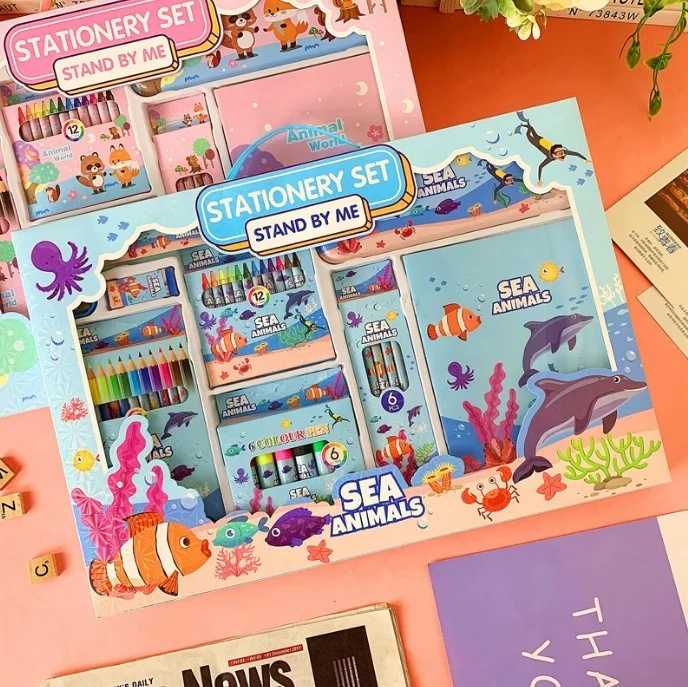 Набор канцелярских принадлежностей хорошего качества картонные Стильные Детские канцелярские товары оптовая продажа креативный мультяшный набор для школы