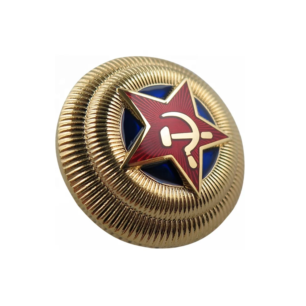 Factory Custom Hard Enamel Pin Custom Shield Shape Red Star Flag Emblem Russia Lapel Pin Badge