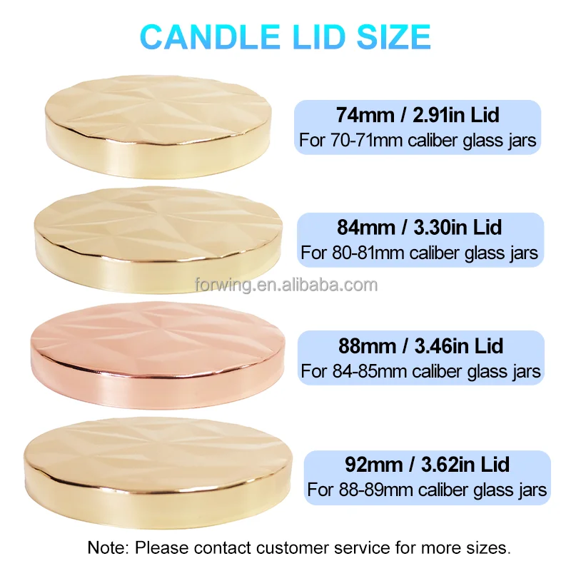 New Design Gold Candle Lid Covers Shiny Silver Rose Gold Black Custom Candle Jar Metal Lids supplier