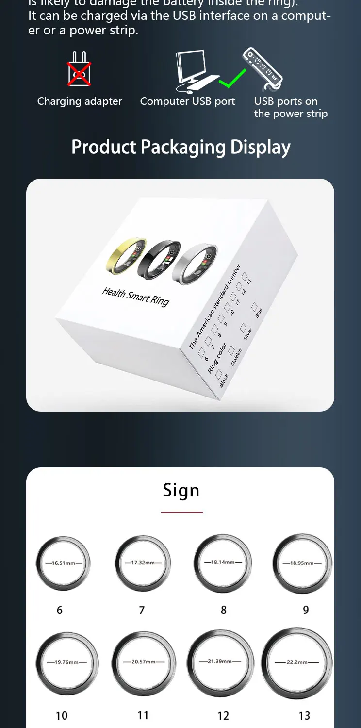 If you are searching for a supplier of a product with perfect quality control and highly competitive prices, which gives you an advantage in expanding your local market, then contact us now!  Competitive suppliers of  R16G Health Intelligent Wearable Smart Ring 50M Waterproof Blood Pressure Stress Detection Sleep Tracking Smart Ring OEM