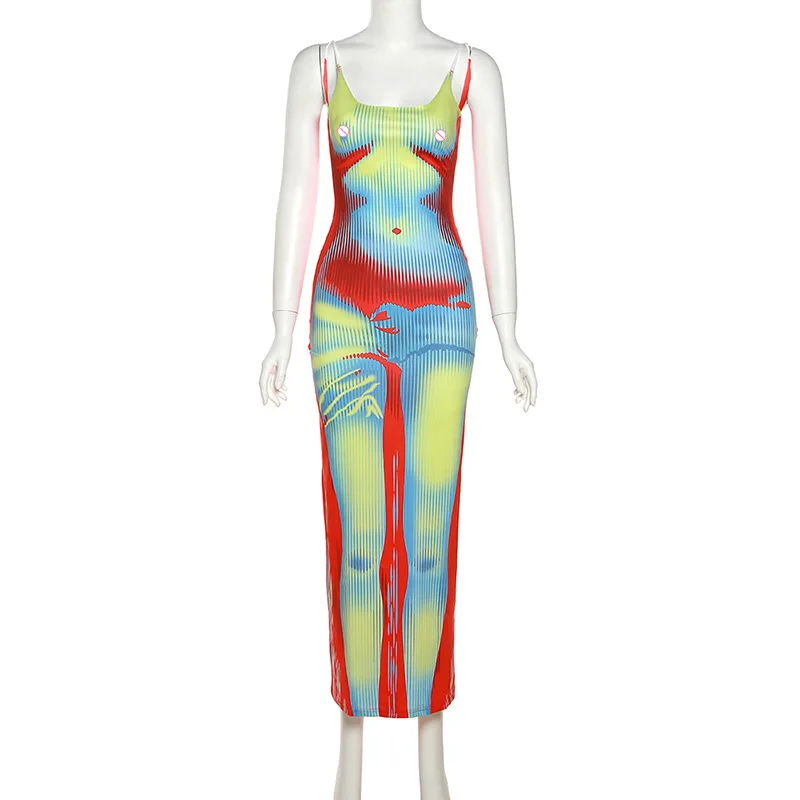 Sleeveless backless midi dress – front view