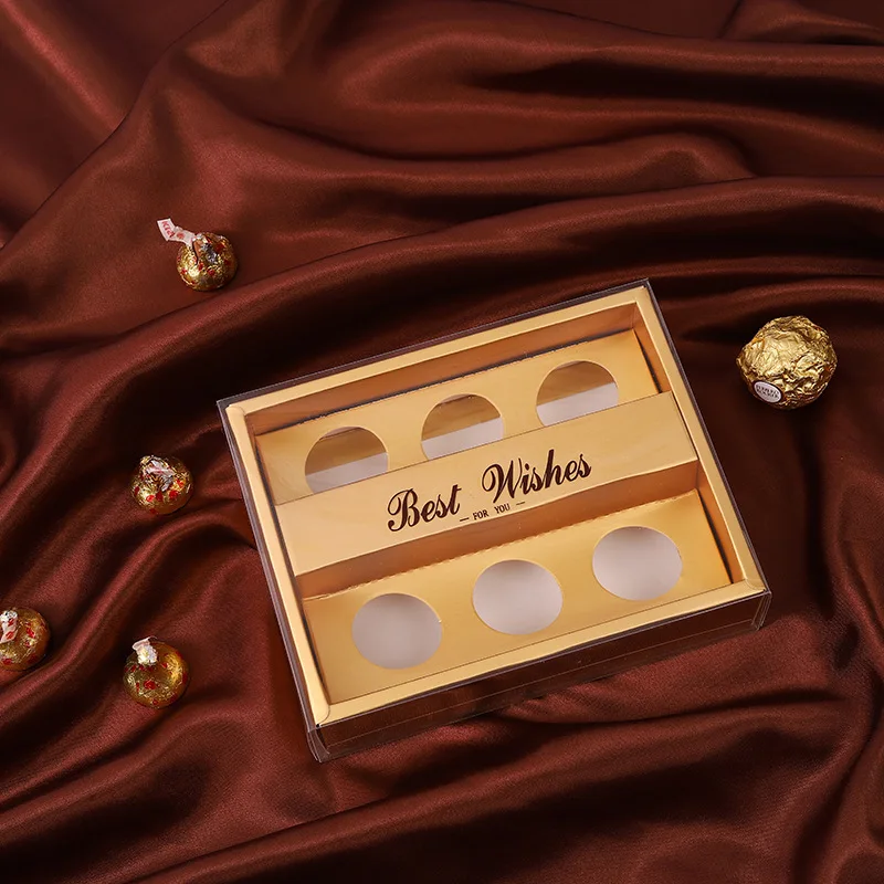 Custom Foldable Gold Box with Plastic Tray Small Chocolate Gift Box
