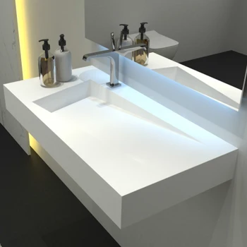 Matt White Countertop Stone Resin Wash Basin For Bathroom Furniture