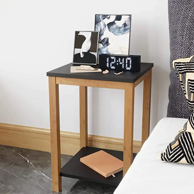 
Combohome 2-Tier Side Table With Storage Shelf Bamboo Accent Coffee Table 