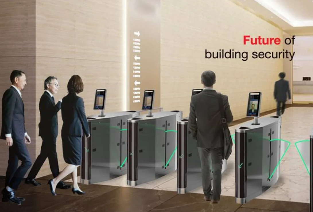 Traffic Management Access Control Flap Barrier Gate AI Smart Facial Recognition Waist Height Flap Barrier Turnstile