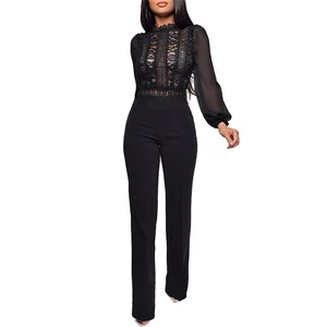 Elegant Floral Lace High Waist Waterproof Breathable Eco-Friendly Ruffle Sleeve Long Sleeve Digital Printing Jumpsuits Women