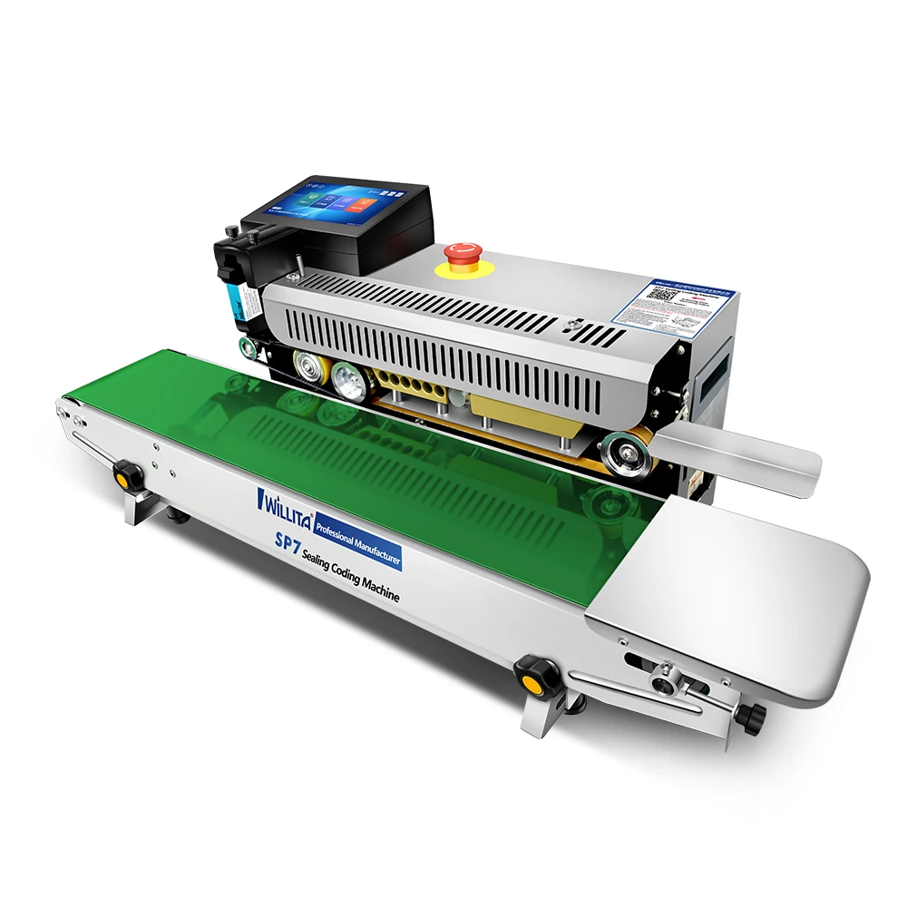 Automatic Continuous Band Sealer Machine for Coffee Bags Plastic Date Code Printing for Manufacturing Plants