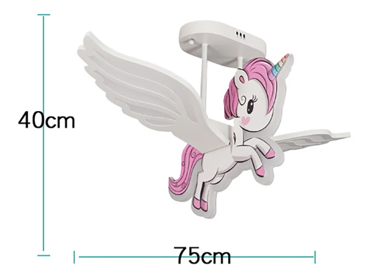 YOUWIN Cute Kid Children Room Remote Control Home Decoration Dimmable Indoor Unicorn Shape Ceiling Light