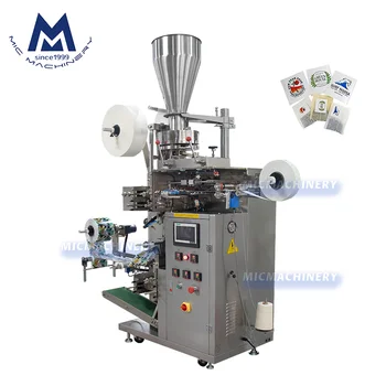 Automatic with tag and string filter paper sachet double chamber small tea bag packing machine