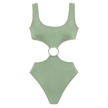 Thick Straps O-Ring Swimsuit Moderate Back Coverage Swimwear One Pieces High Rise Cut to Elongate Legs  Bathing Suit