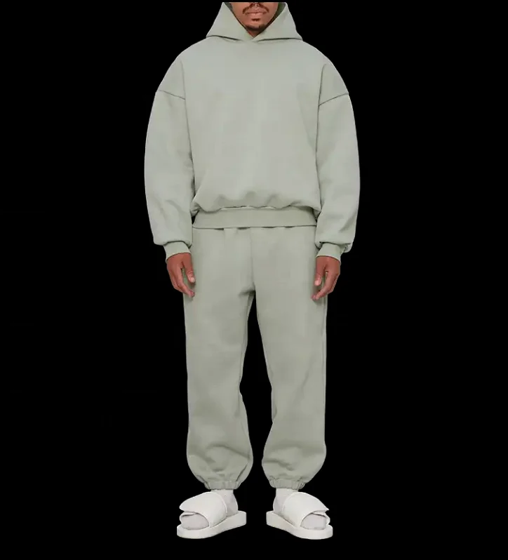 JL0907A Straight Leg Sweatsuits With No Drawstrings Men High Quality Heavyweight Joggers Set Sweatpants and Hoodies Set for Men