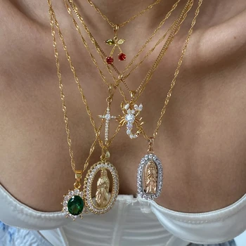 New luxury party gift jewelry waterproof 316L stainless steel women jewelry 18k gold cubic zirconia diamond Scorpion necklace