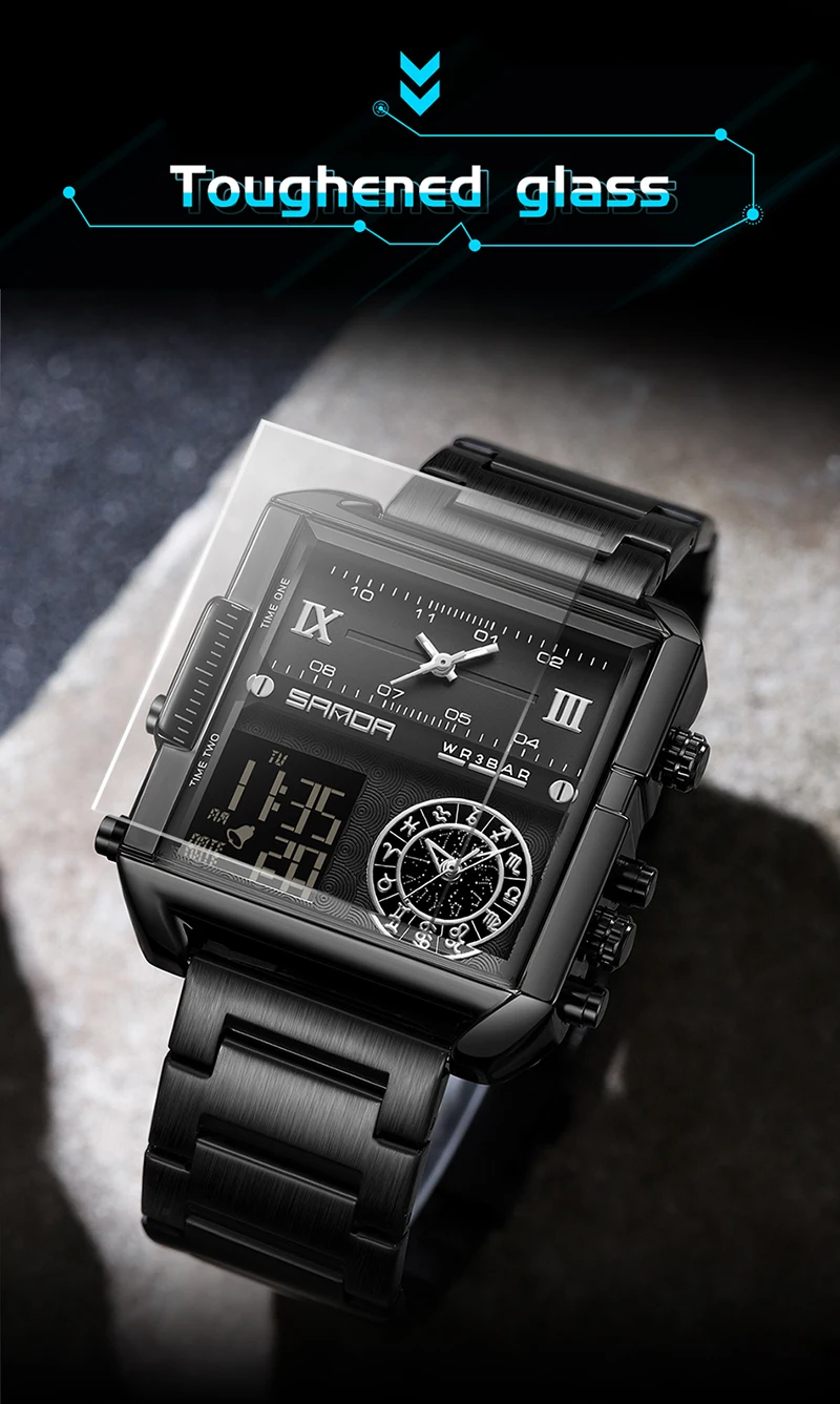 Sanda 9008 Multifunctional Luminous Waterproof Watch For Men