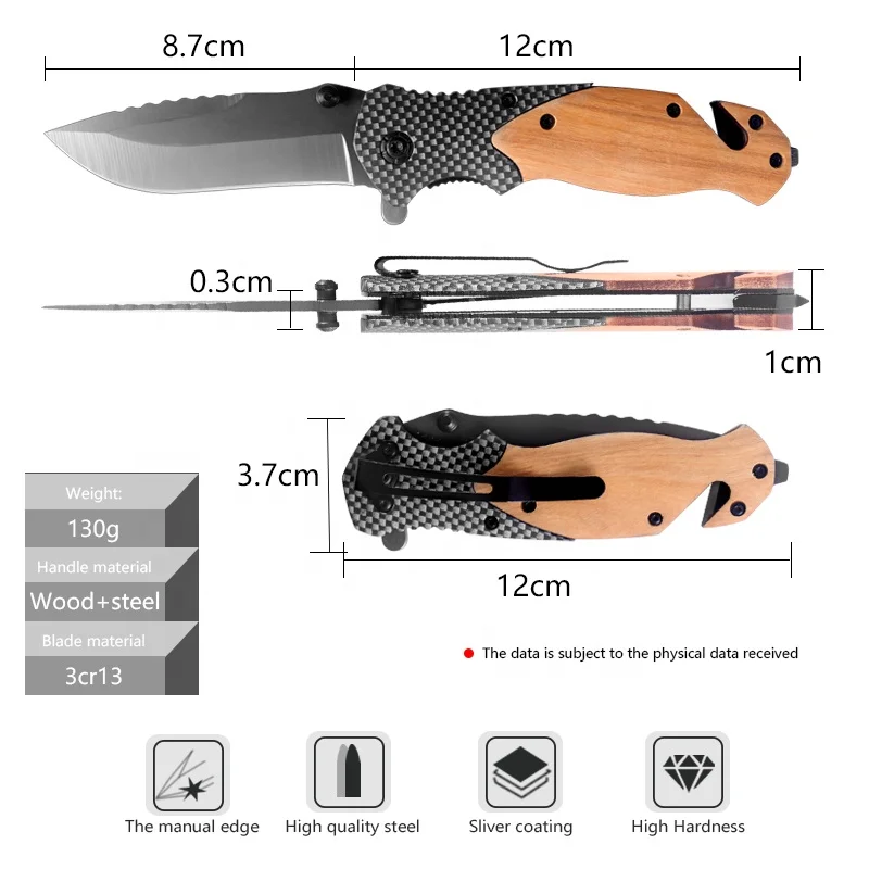 X50 Trending Outdoor Survival Tactical Hunting Pocket Folding Knife with 3Cr13 Blade and Wood Handle OEM for Camping on Sale