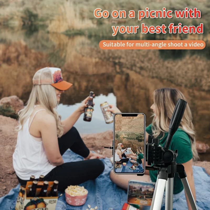 MONFONK  Lightweight Camera Tripod 55inch Phone Tripod Stand for Smartphone