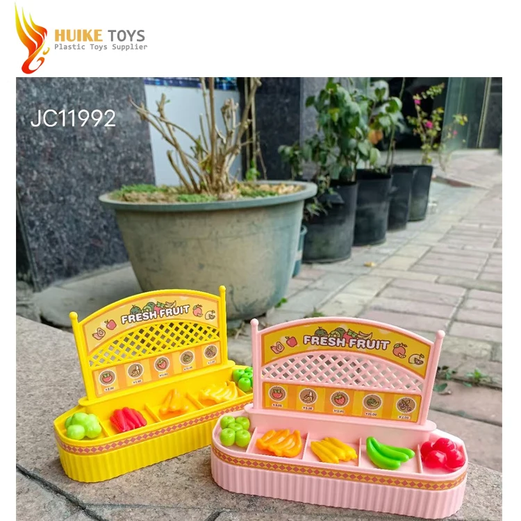 2025 Cute Plastic Food Shopping Kids Pretend Play Supermarket Toy Set with Cart