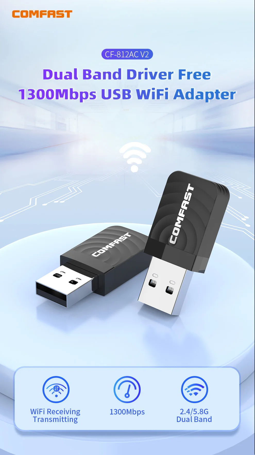 COMFAST Dual Band 1200Mbps Tv Wlan Network Card Laptop Wireless Dongle Wifi Adapter