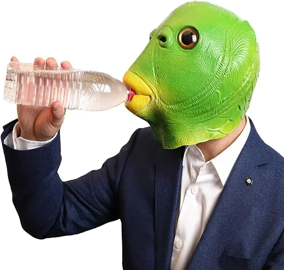Green Fish Mask Funny Latex Full Head Realistic Masks Fancy Dress for Halloween Carnival Costume Party