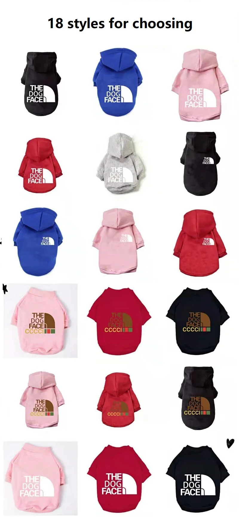 Wholesale Luxury Branded Dog Clothes Sweater The Dog Face Jacket Hoodie