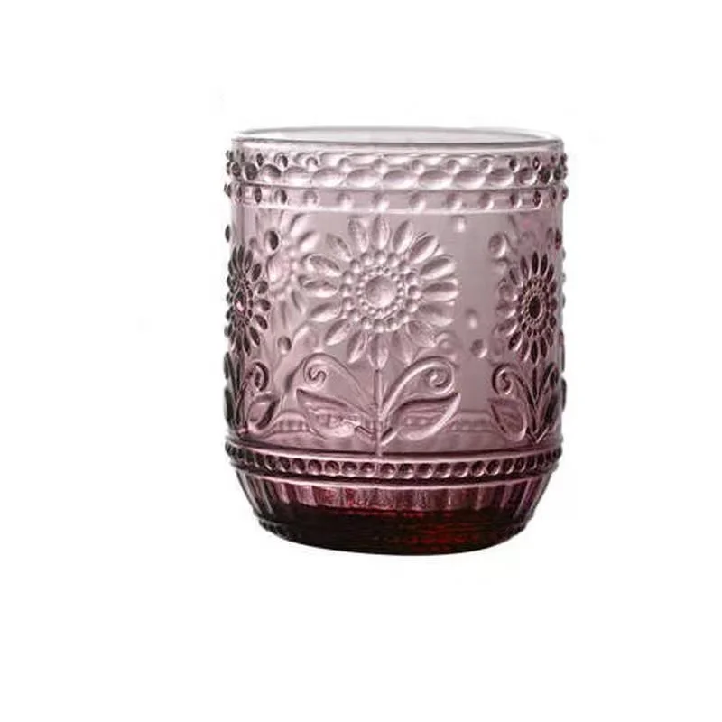 Sustainable Food Contact Safe Wedding Party Multi-color glassware Sunflower Water Beer Coffee Tea Drinking Glass Cup Sets