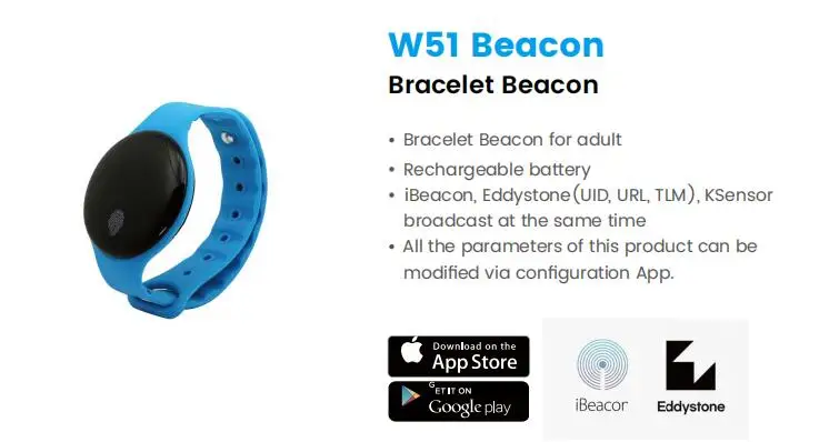 W51 KKM smart adjustable bracelet wristband vibrating Bluetooth 5.0 programmable iBeacon Eddystone BLE beacon