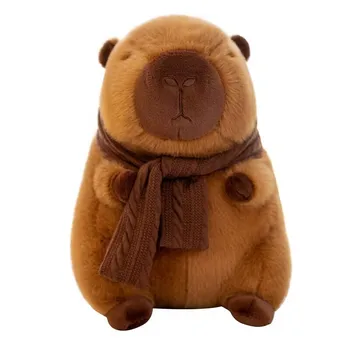 Internet Celebrity Capibala Doll Children's Gift Pillow with Scarf Claw Machine Cross-Border Source Plush Toys Filled PP Cotton