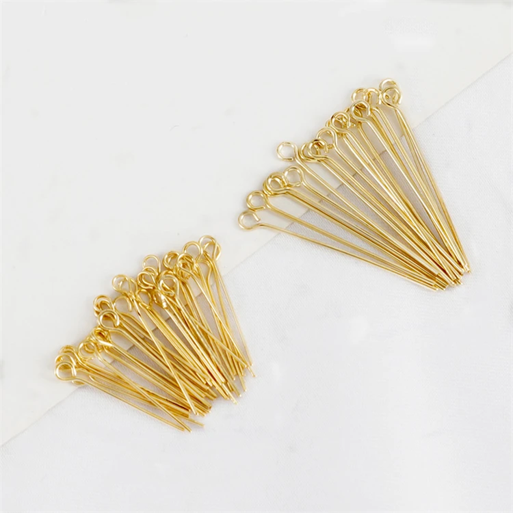 Jewelry 9 Word Eye Pins 18K Gold Plating Eye Head Pins Beading Pin  Preserving Color Brass For Jewelry Making - Buy Jewelry 9 Word Eye Pins 18K  Gold Plating Eye Head Pins