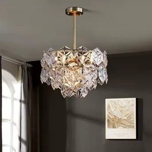 Trending Cheap Modern K9 Crystal Chandelier Home Nordic Style Copper Round Large Hanging Lights