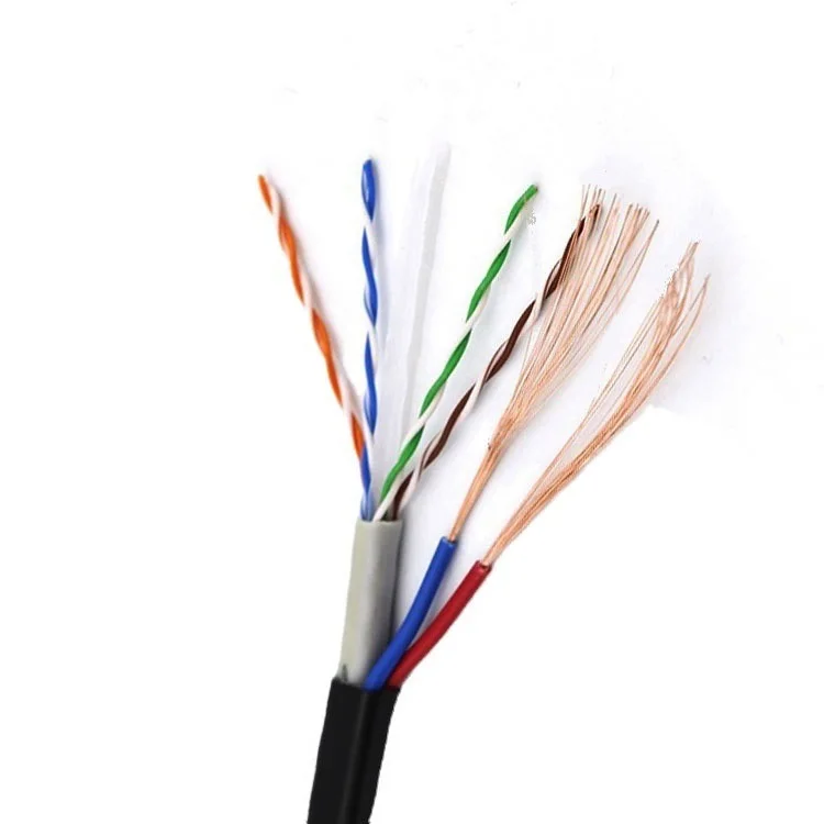Кабель локальной сети UTP siamese cat6 с кабелем питания Заводская поставка кабель ethernet cat