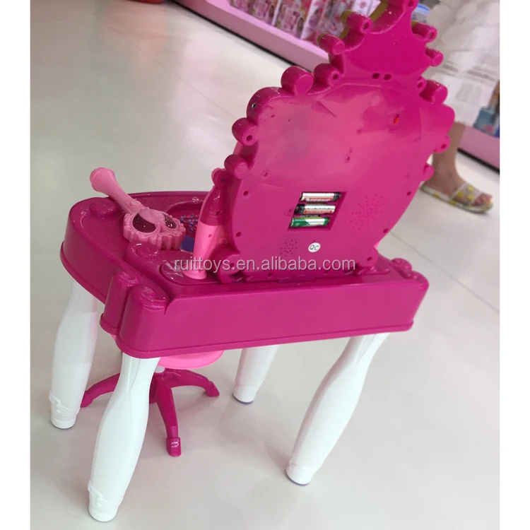 Sound and Light Magic Stick Princess Mirror MakeUp Toys Vanity Dresser Table for Kids