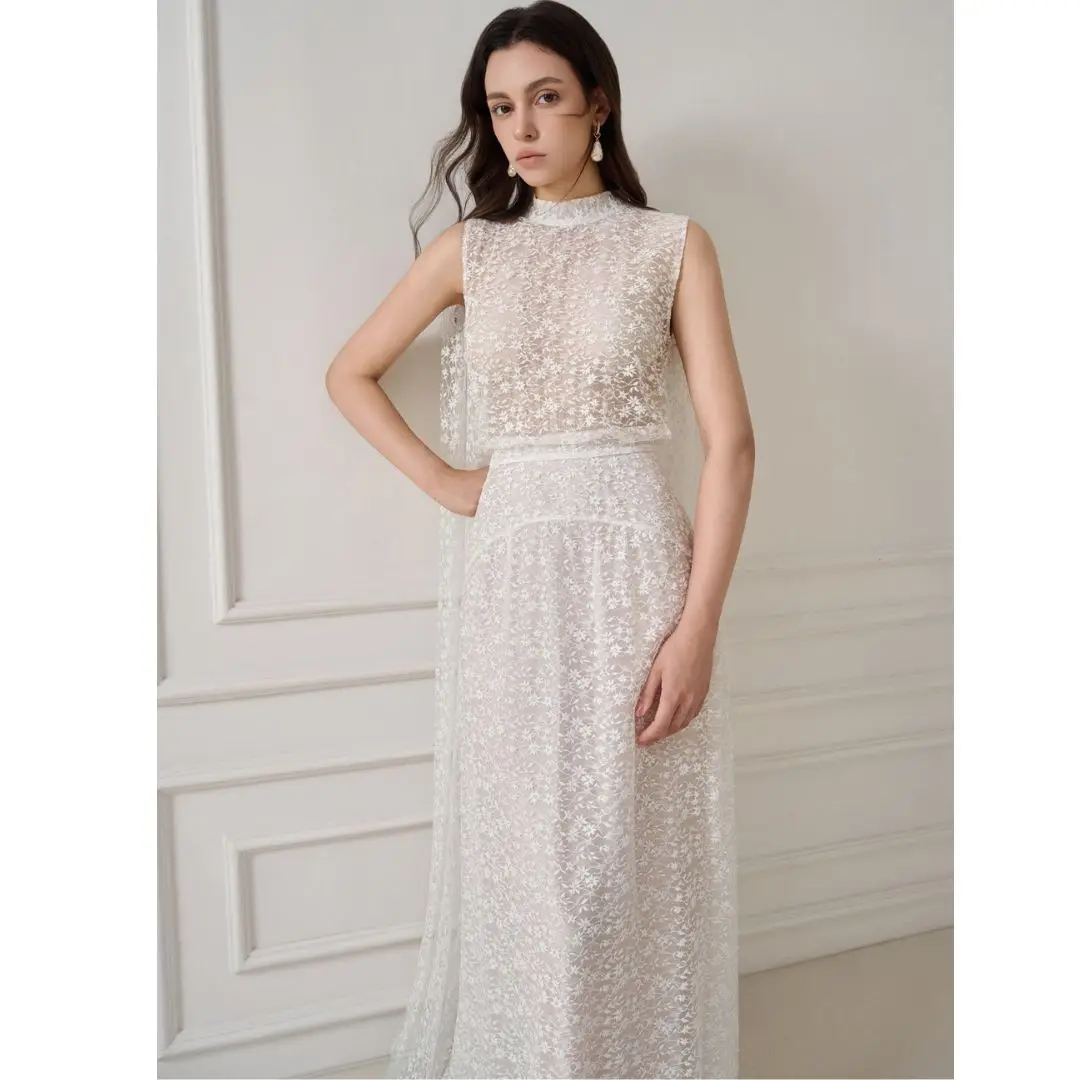 Trendy Women Elegant Dress ZUKA LACE EFFECT Scarf LONG DRESS Sleeveless Fashion Apparel Custom Label And Logo From VN Brand Trendy Women Elegant Dress ZUKA LACE EFFECT Scarf LONG DRESS Sleeveless Fashion Apparel Custom Label And Logo From VN Brand