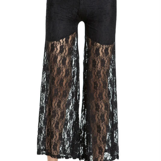Moda Donna Di Alta Qualità Bianco O Nero Floreale Di Pizzo Piccoli Sexy  Fondi Campana Pantaloni A Zampa D'elefante Fornitore Oem - Buy Pantaloni Di  Pizzo,I Pantaloni Di Pizzo Piccoli,Fondi Campana Product