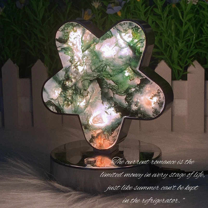 Natural Healing Crystal Stone Quartz Fluorite Agate USB Bedside Lamp for Decoration