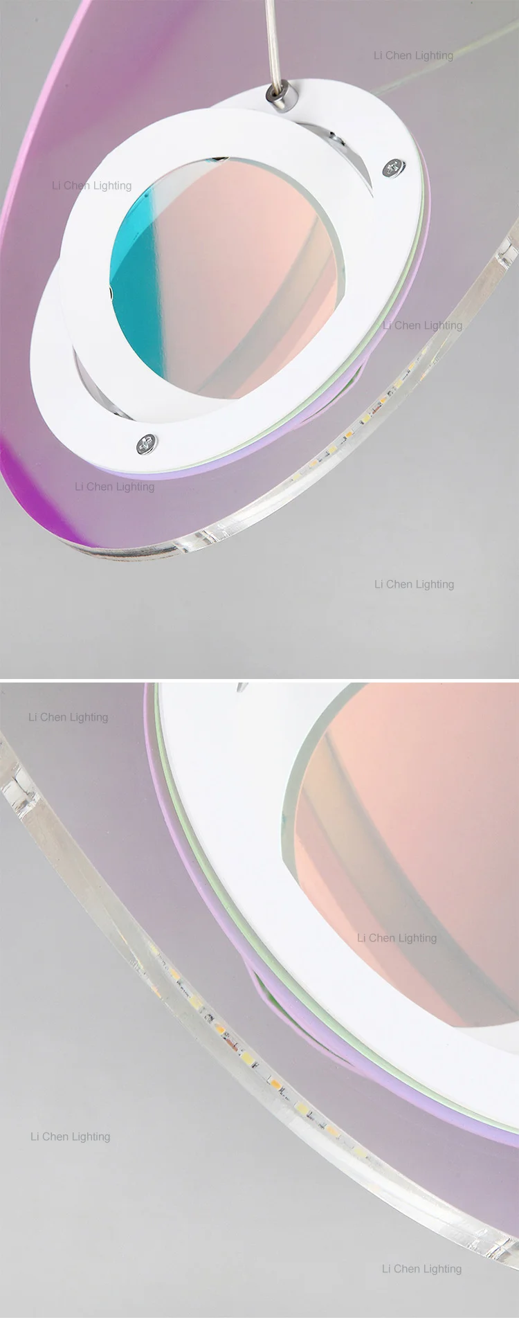 p0036 new product indoor decoration dining room bedroom living room iron acrylic colorful led pendant light -2