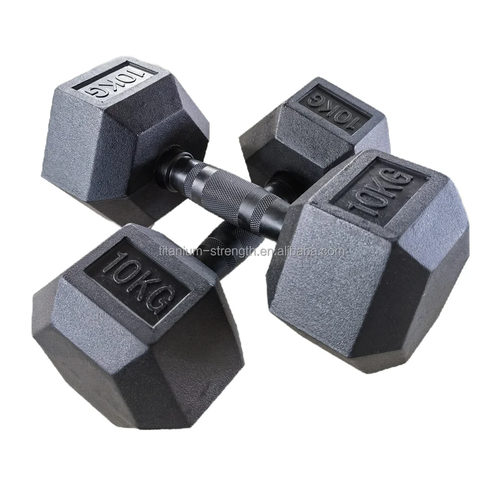 Factory Direct Gym Rubber Hexagon Dumbbell Set 1-50kg 5-120LB Hex Rubber Dumbell for Weight Lifting