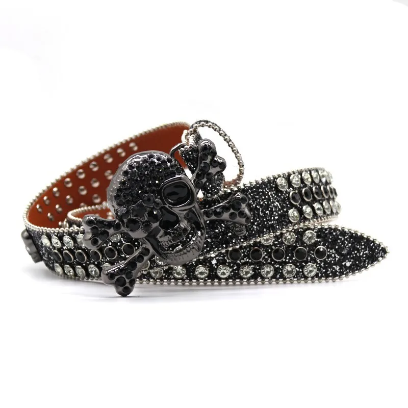 Stylish Rhinestone Skull Belt for Men & Women - Western  display picture 1
