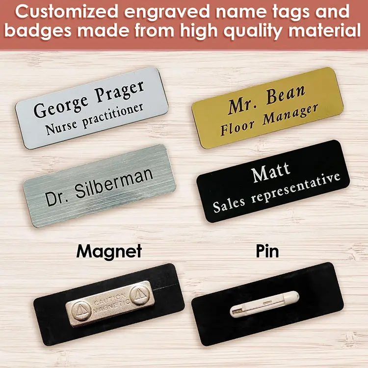 Blank Name Tag Badge Custom Logo Gold Metal Aluminum Sublimation Staff 