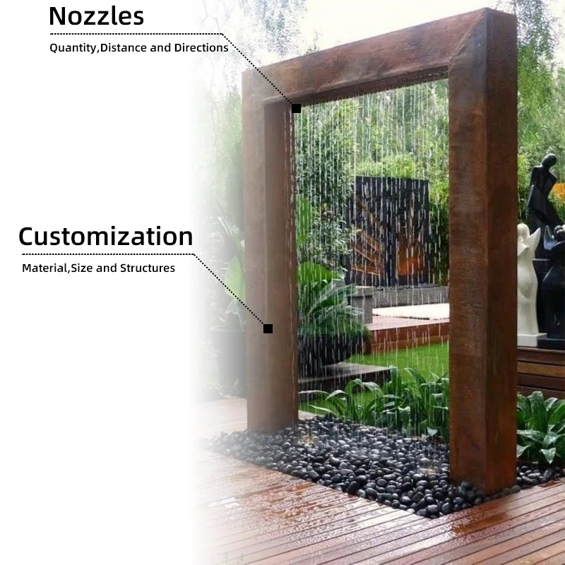 Custom Outdoor Stainless Steel Rain Fall Water Fountain Glass Water