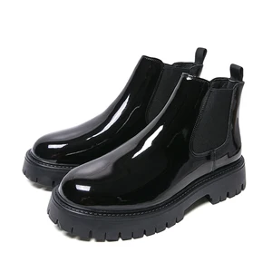 New Round Toe Large Size Men Ankle Leather Boots Thick-soled Business Men chelsea Boots