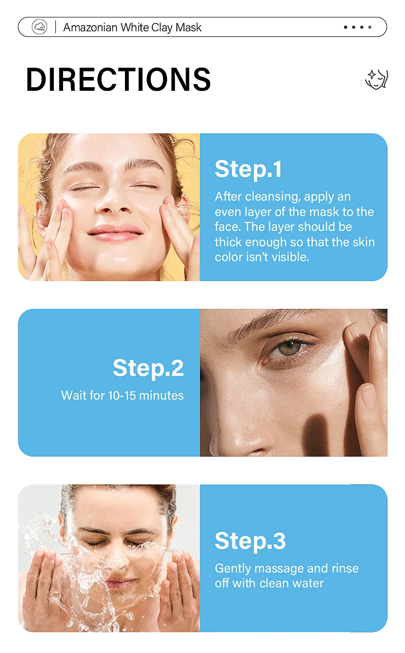 Custom Amazonian White Clay Volcanic Mud Facial Mask Deep Pore