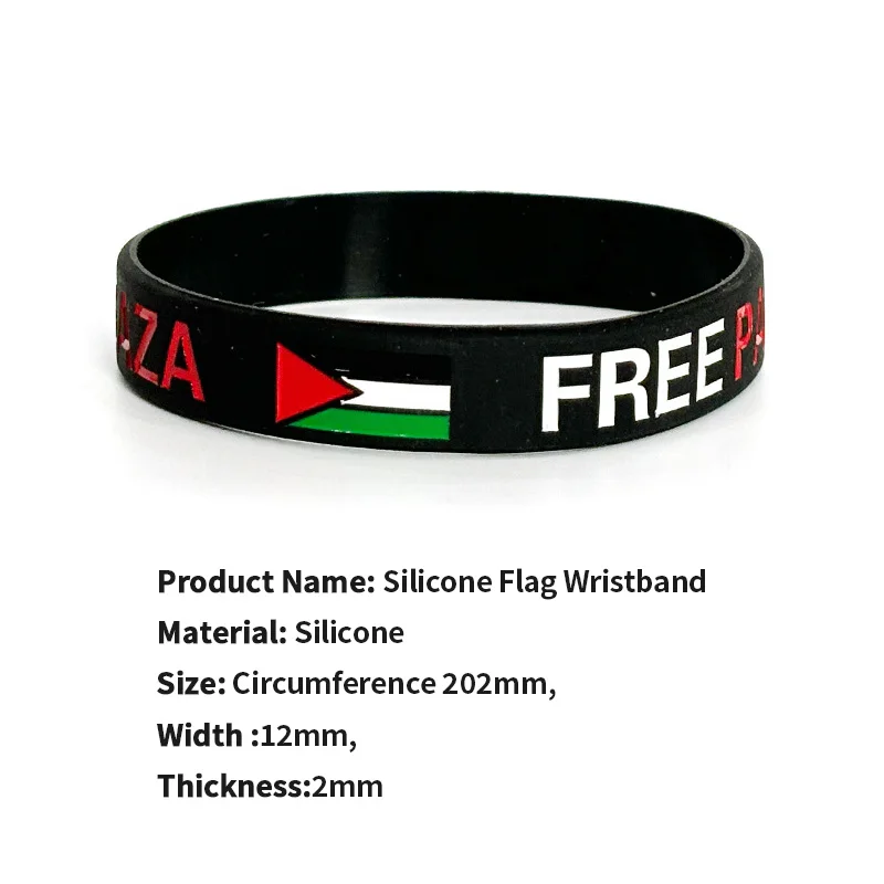Wholesale Promotional Stock Rubber Silicone Gaza Wristband Palestine Bracelet factory